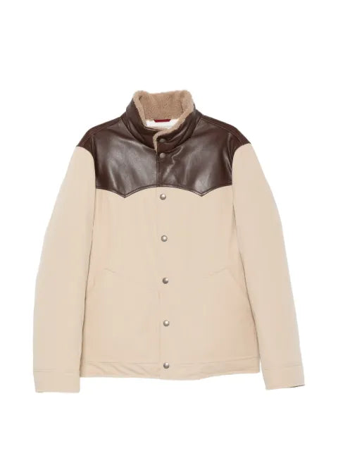 Brunello Cucinelli shearling-trim leather-yoke jacket