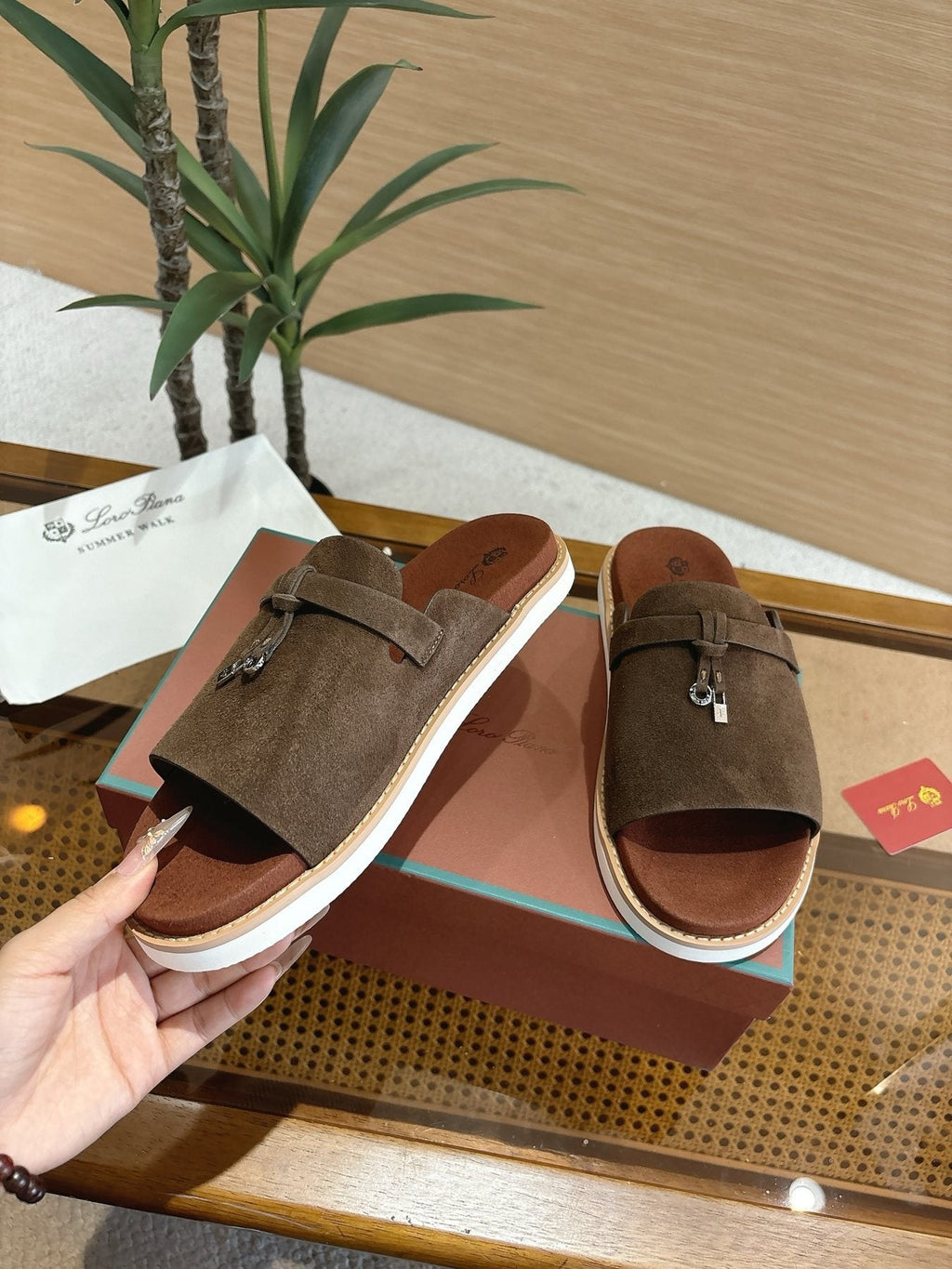 Loro Piana Men's Textured Leather Mule Sandals