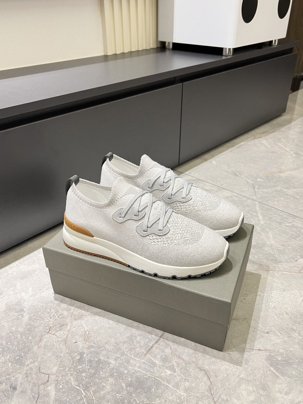 Brunello Cucinelli Men's Color-Block Knit Sneakers