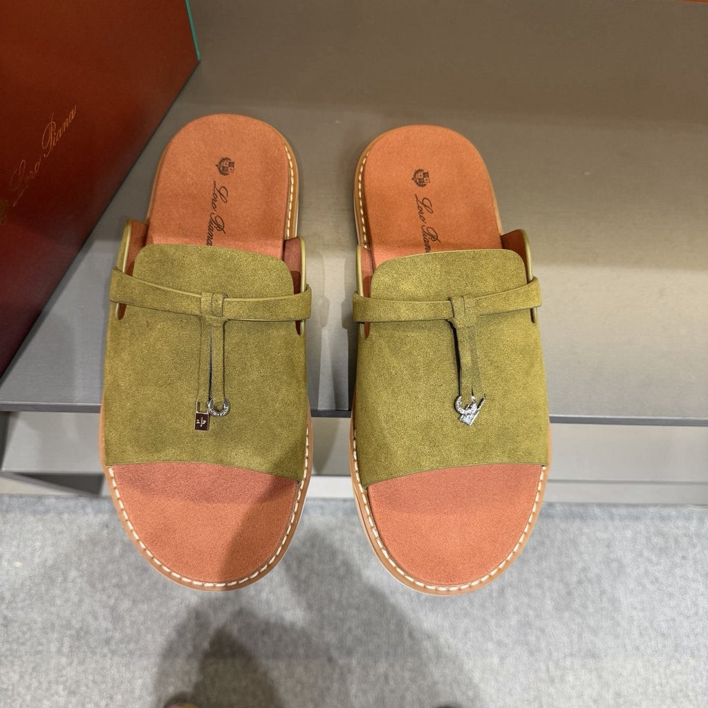 Loro Piana Men's Leather Slide Sandals - Leather Upper And Lining